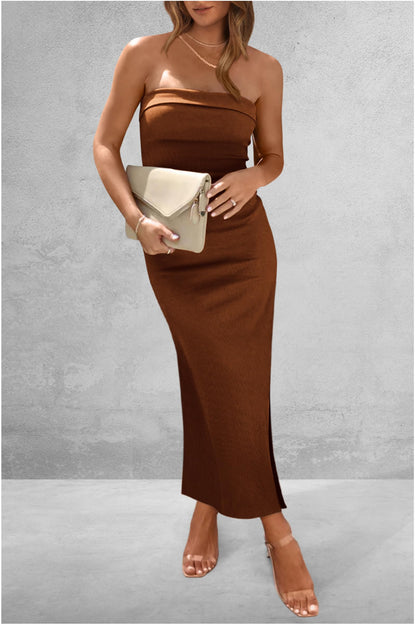 Slit Tube Midi Dress